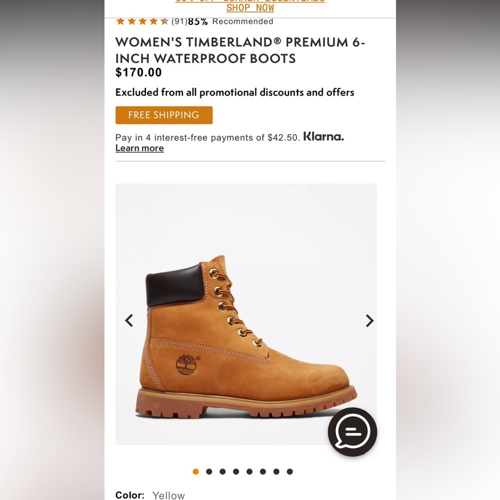 WOMEN'S TIMBERLAND® PREMIUM 6-INCH WATERPROOF BOOTS women size 10 brand new box